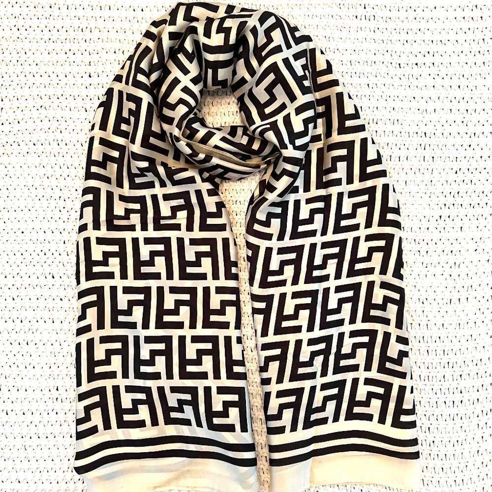 Luxury Designer Silk Scarf, Large Lightweight Shawl for Women 35"x70" (90x180cm)